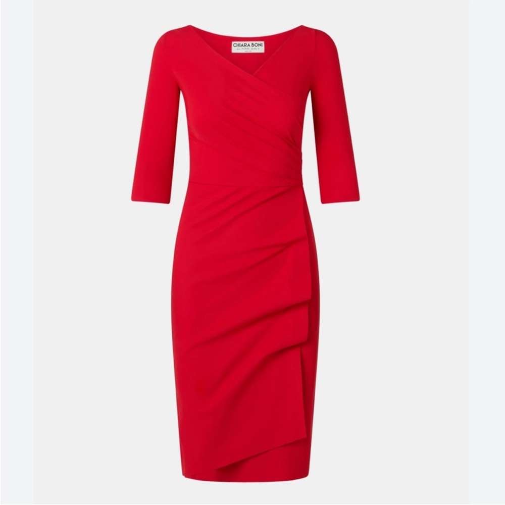 Chiara Boni FLORIEN DRESS Red Midi Dress, SIZE 8 - Picture 3 of 9